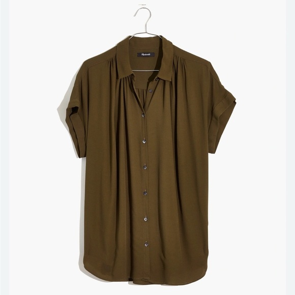 Madewell Central Drapey shirt in Olive - Picture 5 of 8